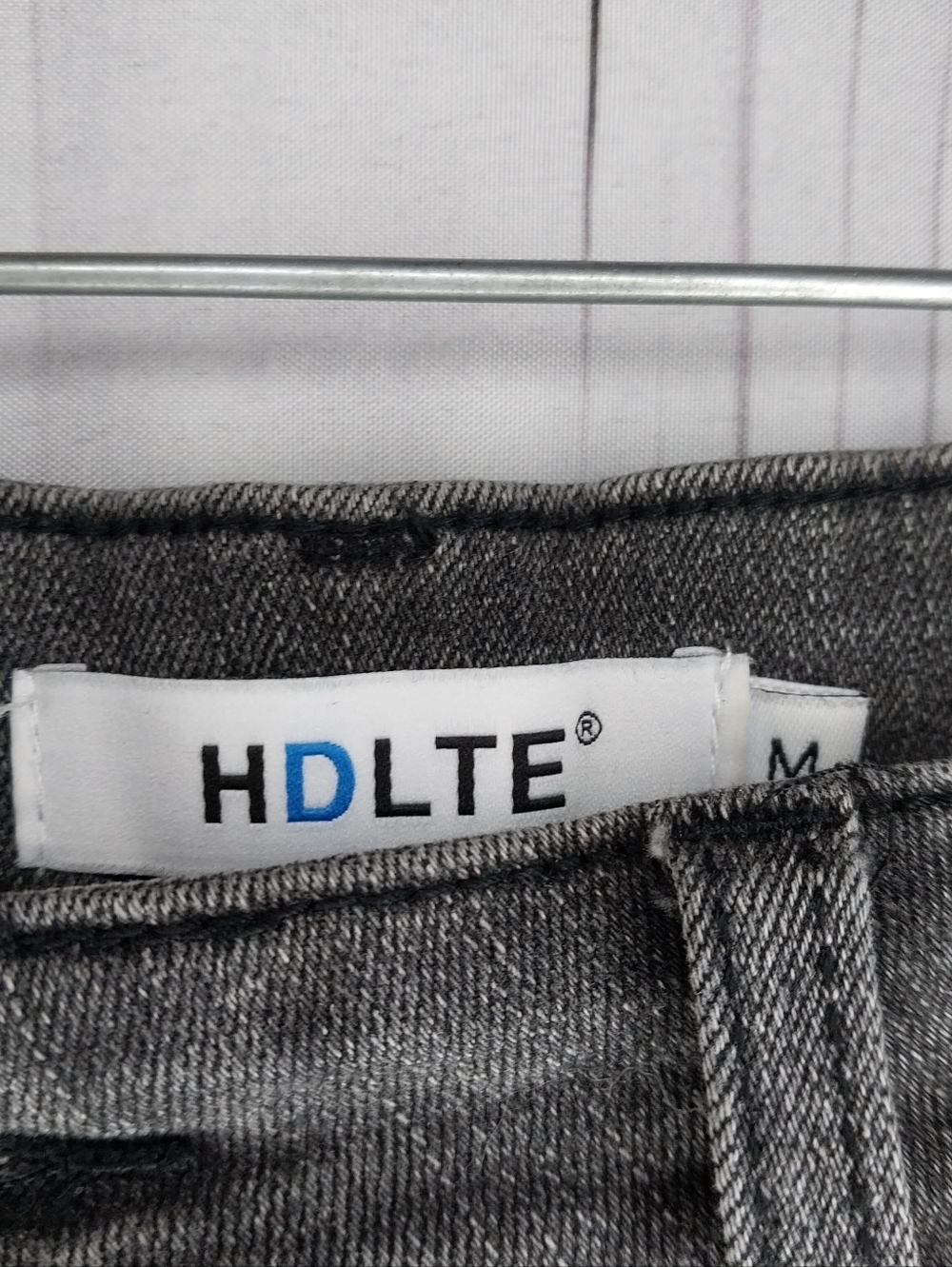 HDLTE High Rise Wide Leg Baggy 90's Y2K Grunge Raw Hem Gray Wash Jeans - Picture 7 of 10